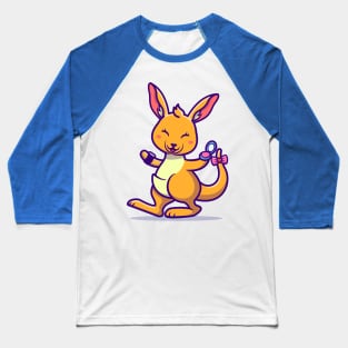 Cute Kangaroo With Make Up Cartoon Baseball T-Shirt